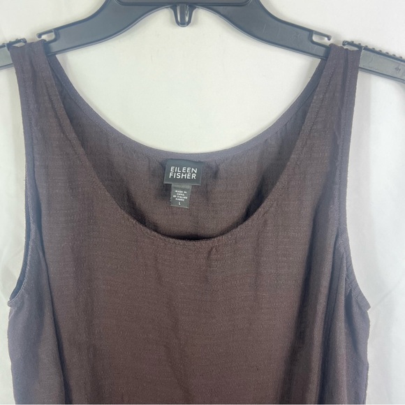 Eileen Fisher Brown Linen Blend Sleeveless Maxi Dress - Picture 3 of 7
